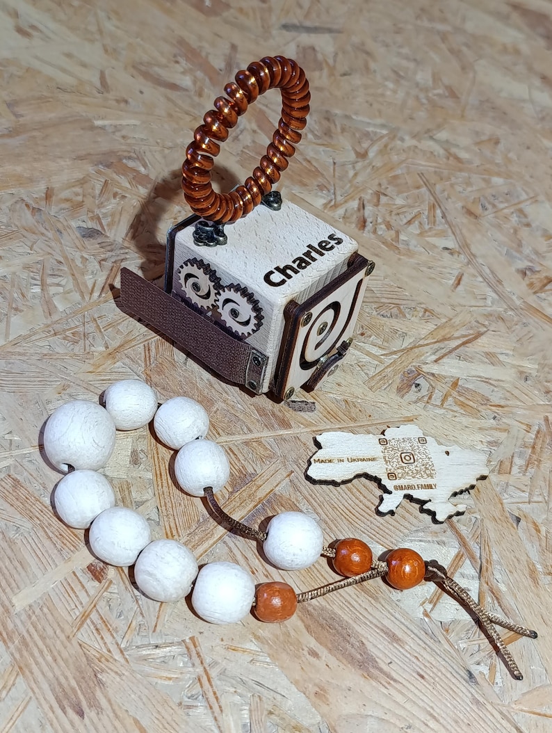 Personalized BusyCube, Dementia therapy Activity Toy, Birch Wood Fidget Cube, alzheimer therapy aid, senior anxiety relief image 18