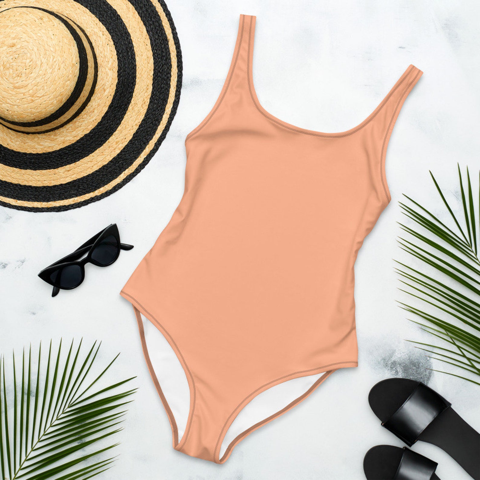 Peach OnePiece Swimsuit Etsy