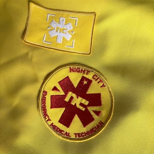David and Gloria mother yellow medical jacket embroidery patch cosplay prop present cyber punk night