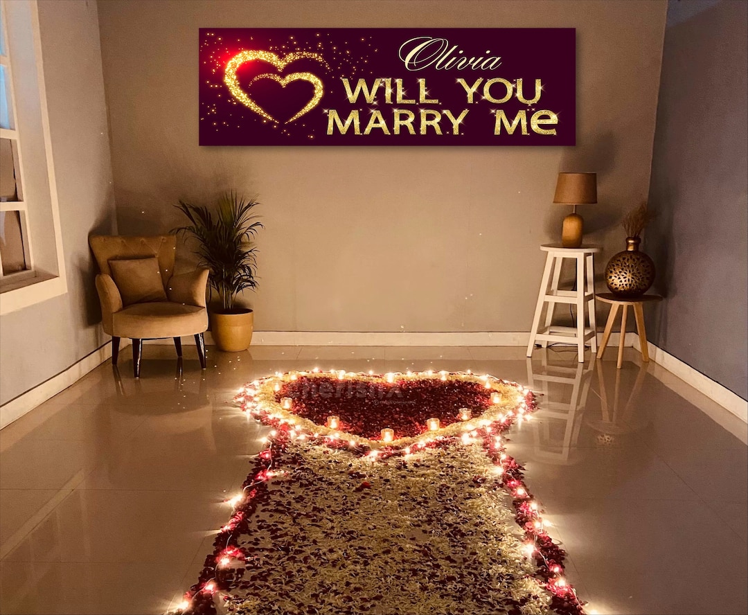 Will You Marry Me Banner Printable Unique Personalized Engagement Decor Marry Me Sign