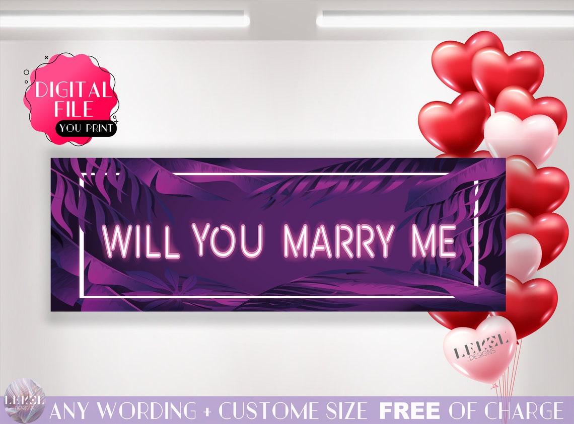 Will You Marry Me Banner Printable Marry Me Signs Proposal Etsy