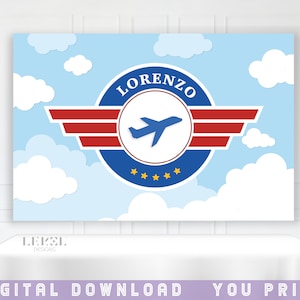 Airplane Personalized Banner Printable | Aircraft Bday Custom Decor ...