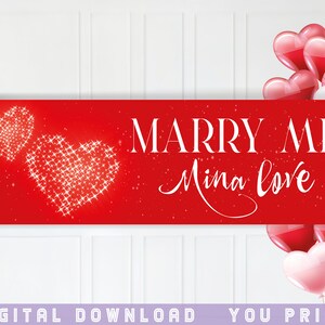 Will You Marry Me Banner Printable Unique Personalized Engagement Decor ...