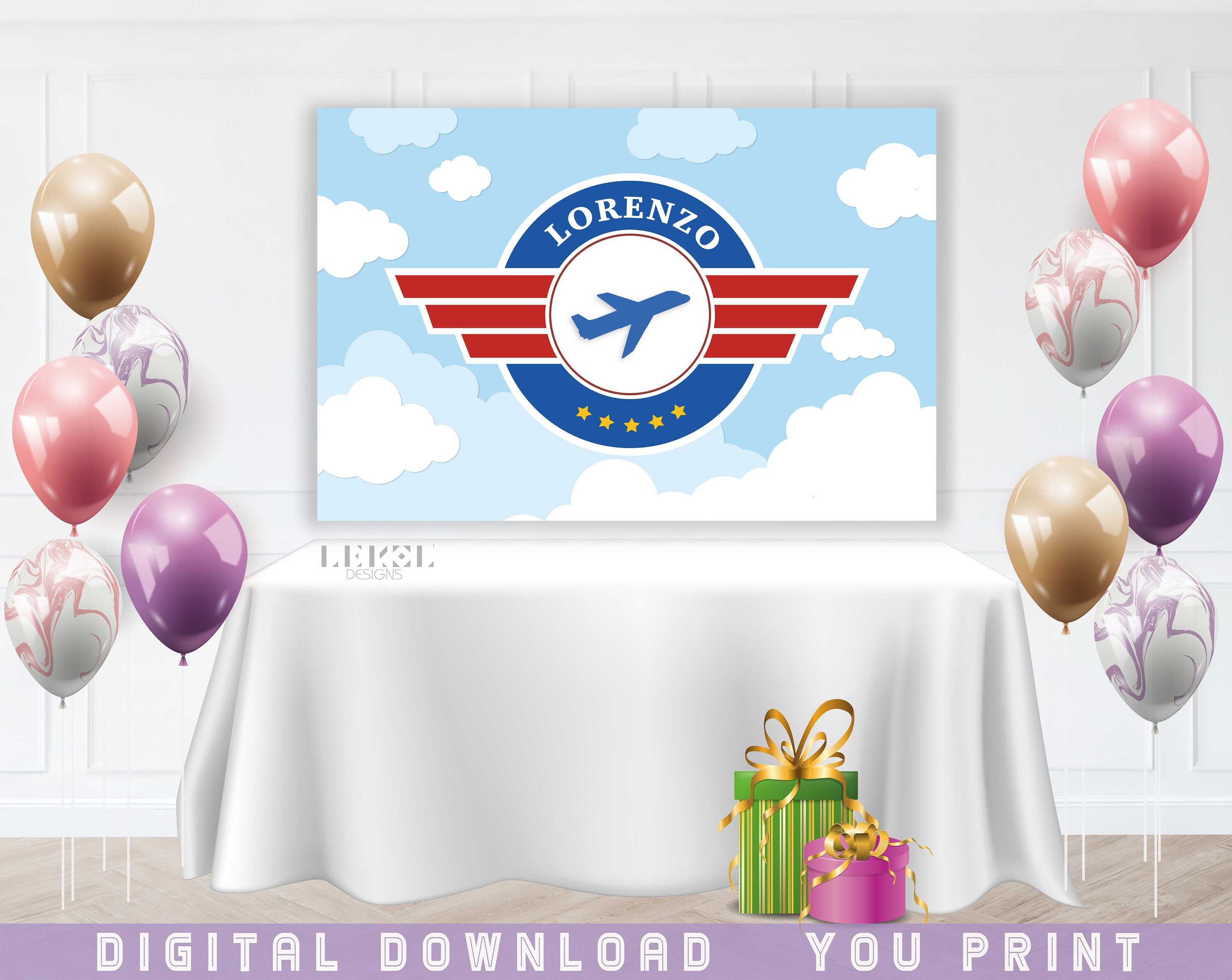 Airplane Personalized Banner Printable | Aircraft Bday Custom Decor ...