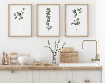 Green leaf painting, botanical art, printable wall decoration, kitchen,laundry room, living room, bedroom wall decoration, watercolors.