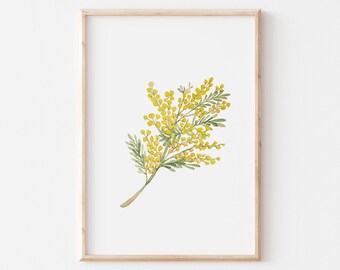 Green leaf paintings, botanical art, printable wall decorations, kitchen, laundry room, bedroom wall decorations, gold flower watercolor
