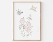 Oriental Painting Wall Art Oriental Prints Ink Painting Minimalist Wall Art Korean Art Print, Printable art, butterfly paintings