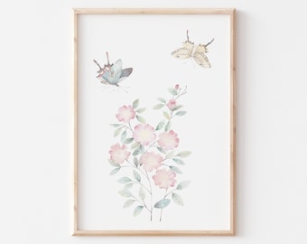 Oriental Painting Wall Art Oriental Prints Ink Painting Minimalist Wall Art Korean Art Print, Printable art, butterfly paintings