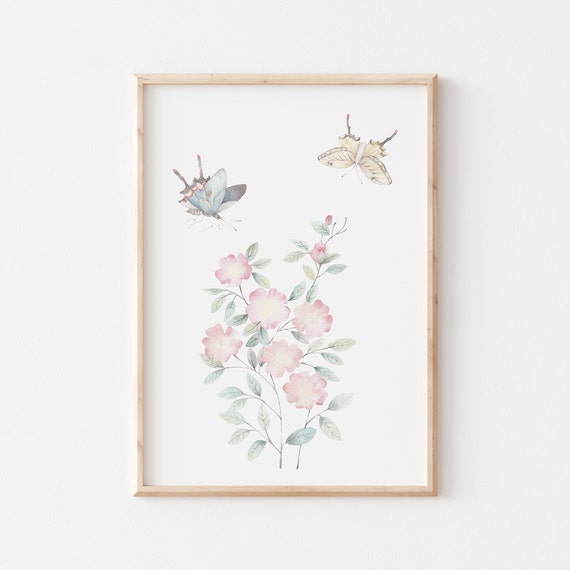 Oriental Painting Wall Art Oriental Prints Ink Painting Minimalist Wall Art Korean Art Print, Printable art, butterfly paintings