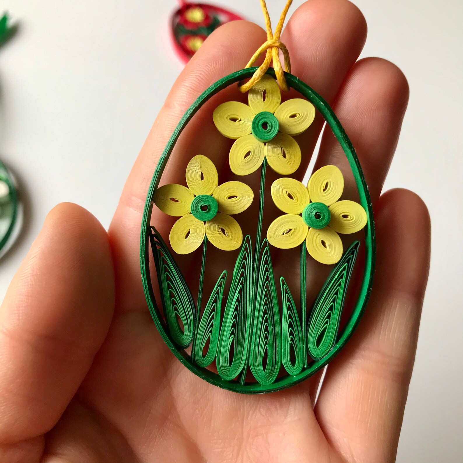 Haging Easter Eggs / Quilling Easter Eggs / Spring Decor / Etsy