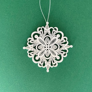 Christmas Tree Ornament - Quilled Snowflake - Christmas Mandala - Snowflake - Quilling Christmas Decor -Paper Ornament - Eco Friendly Gifts