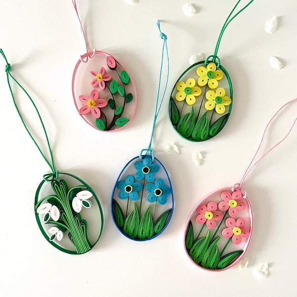 Haging Easter Eggs / Quilled ornaments / Spring Decor / Quilted Easter Egg / Handmade Easter Egg / Easter Gift / Easter Ornaments