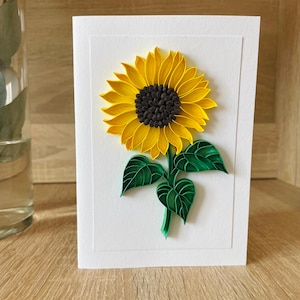 Biglietto di auguri con girasole | Biglietto 3D fatto a mano | biglietto per la festa della mamma | Biglietto di ringraziamento | biglietto di compleanno | Biglietto d'auguri per l'anniversario | carta bianca