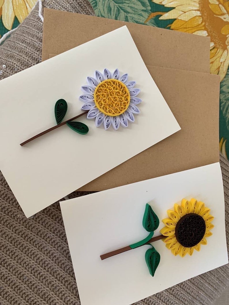 Handmade Sunflower Quilled Card 3D Card Mother's Day Etsy
