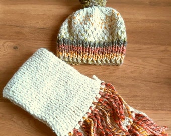 Wool Hat Sjaal Set, Warme Winter Set, Women's Hat Sjaal Set, Beanie Hat en Sjaal Set, Handgemaakte Hoed Sjaal Set, Gebreide Hoed Sjaal Set