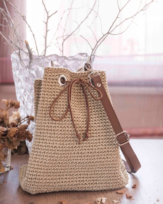 Bag, Womens Bag, Shoulder Bag, Crochet Bag, Handmade Bag, Naturel Beige Bag, Crossbody Bag, Summer Bag, Bucket Bag