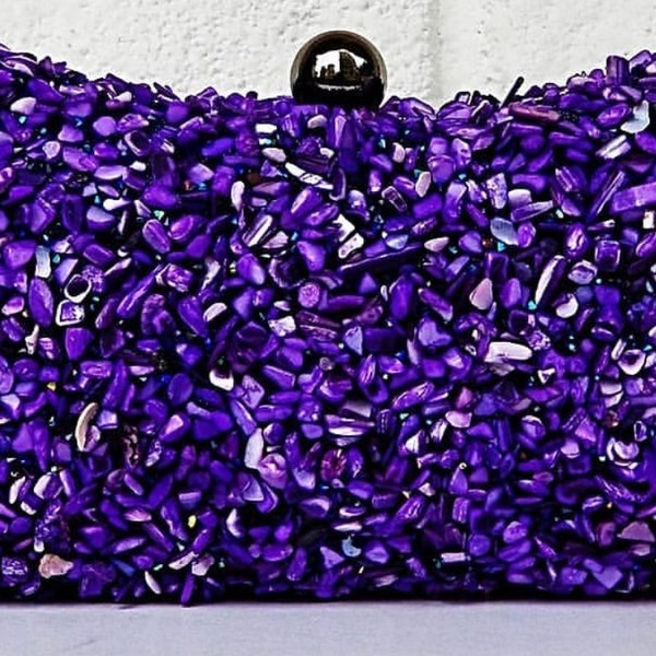 Purple Evening Bag, Women’s Evening Bag, Natural Stone Evening Bag, Luxury Evening Bag, Gift For Her, Women’s Purple Purse, Purple Handbag