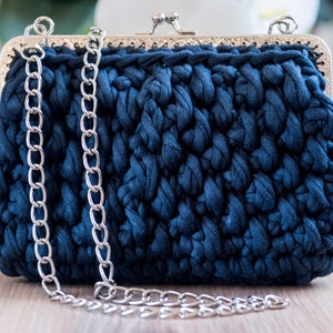 Bolso, bolso de noche, bolso de hombro, bolso bandolera, bolso azul oscuro, bolso azul marino, bolsa de bloqueo de besos, bolso de verano, bolso de mujer, bolso, bolso de ganchillo
