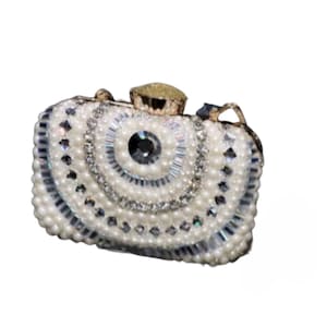 Bag, Clutch, Purse, Evening Bag, White Bag, Bridal Bag, White Handbag, Bridal Handbag, Bridal Clutch, Bridal Bag, Pearl Bag, Rhinestone Bag