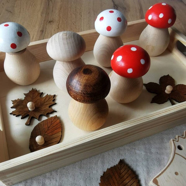 Nussknacker Montessori Waldorf Kleinkind Holz Spielzeug Pilze
