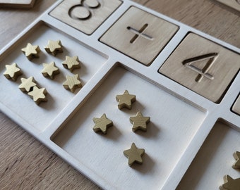 Montessori Spielzeug, Holzbrett, Zahlen lernen, Mathe, Vorschule