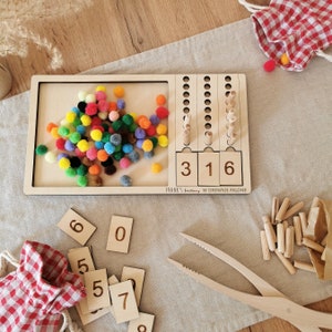 Lernspielzeug, Zahlen lernen, Lernspiel, Montessori Zahlen Board, Holz Zahlen Montessori, Zahlen Tafel, Lernmaterial Brett, Montessori Spiel
