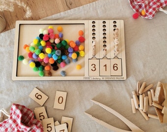 Montessori Zahlen Board/ Holz zahlen Montessori, Zahlen Tafel/ Montessori Lernmaterial Brett / Montessori Spiele / Montessori Aktivitäten