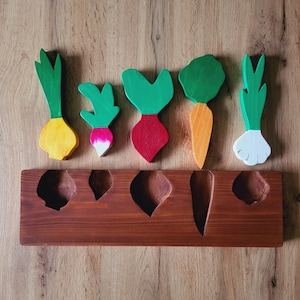 Montessori Spielzeug, Gemüse Garten Puzzle Holzspielzeug Lernspielzeug Feinmotorik Steckpuzzle