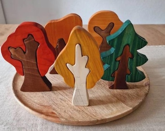 Montessori Puzzle, Steckpuzzle, Bäume, Echtholz, Kinderspiel, Spiel, Waldorf