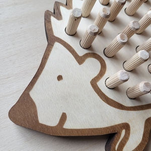 Montessori sorter wooden hedgehog, wooden toy, plug-in game, Waldorf