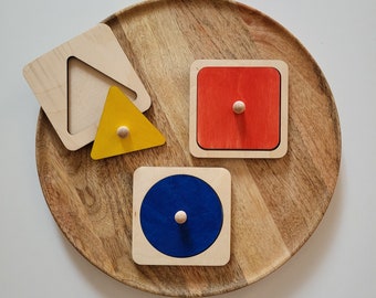 Montessori einzelne geometrische Figuren , Sortierbrett holz, Steckpuzzle , Waldorf