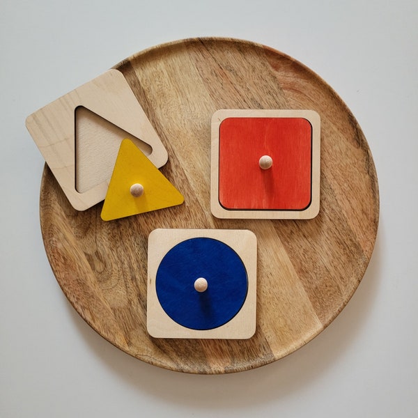 Montessori individual geometric figures, wooden sorting board, plug-in puzzle, Waldorf