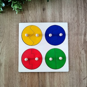 Puzzle circles, puzzle, sorting game, sorting colors figures, Montessori, Waldorf, wooden toys