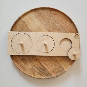 Montessori, Holzpuzzle ab 1 Jahr, Puzzle, Steckpuzzle, Sortier 3 Figuren Kreise Viereck Dreieck
