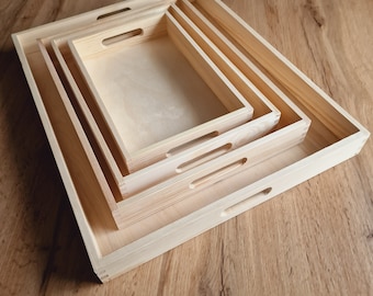 Holztablett Deko Tablett Montessori Waldorf Tablett Set