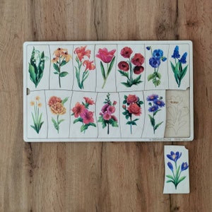 Montessori Steckpuzzle Blumen, Sortierspiel, Holzpuzzle , Holz, Druck UV