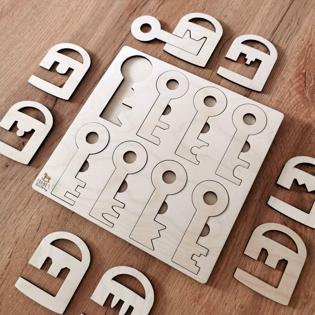 Montessori Puzzle Key Insert Puzzle Sorting Game Wooden Toy Etsy