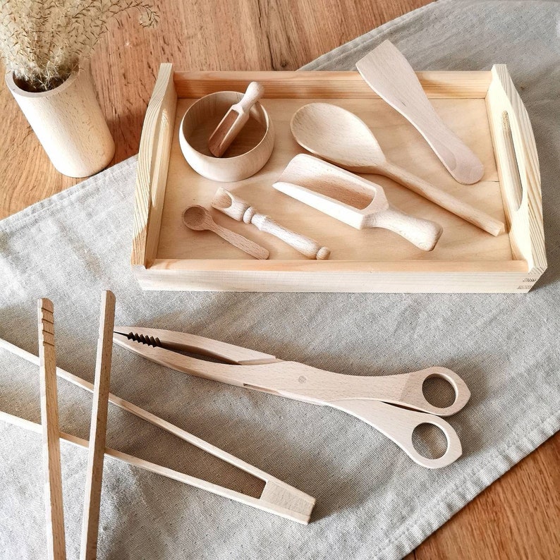 Sensorik Spielzeug, Set zum lernen der Feinmotorik 10 Elementen, Montessori Holzspielzeug, Montessori Spielzeug, montessori spielzeug 1 jahr Bild 1