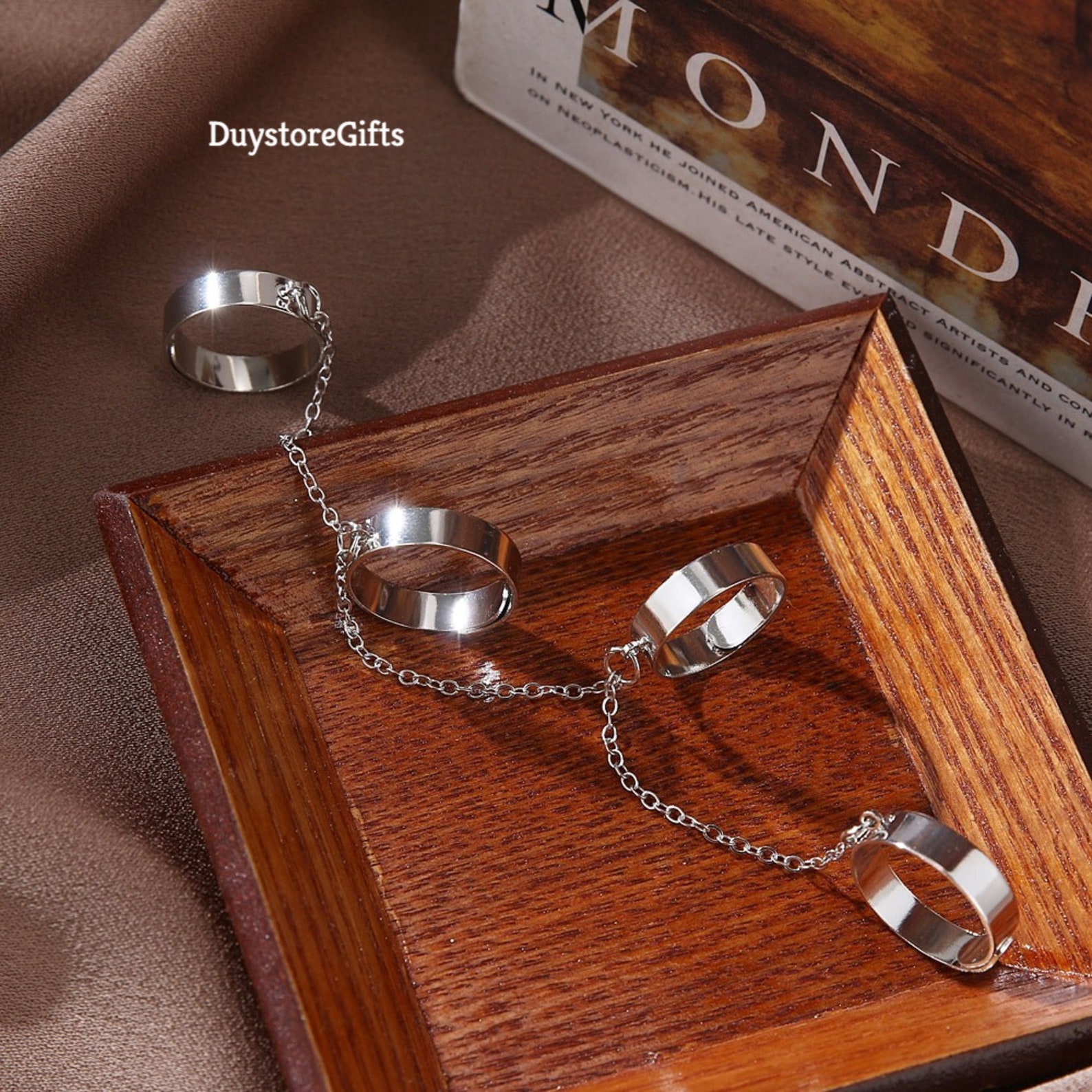 Four Finger Chain Ring Set Streetwear Ring Hip Hop Ring Etsy