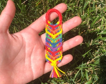 Lattice Chevron Chainlink Chevron Handmade Keychain Made with Cotton Embroidery Floss New