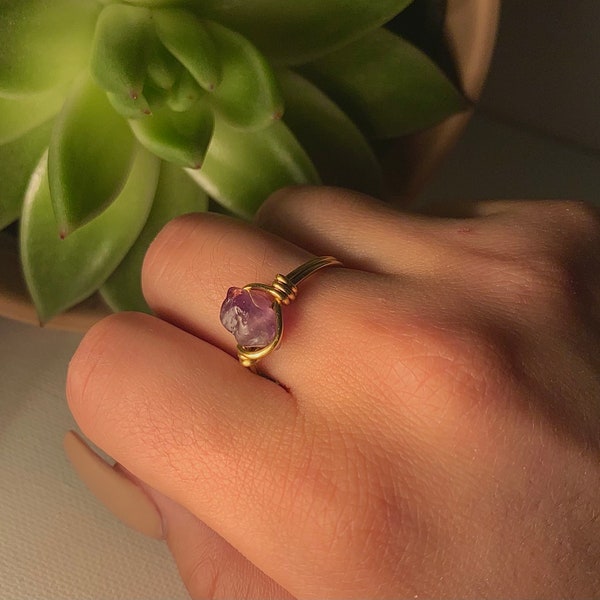 Raw Amethyst Rings