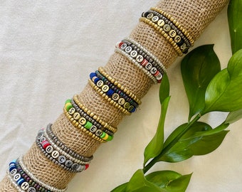 Custom Collegiate Beaded Bracelets, Heishi Bead Bracelet, Personalized Jewelry, School Spirit, Graduation Gift, Go Team, Bracelet Stack