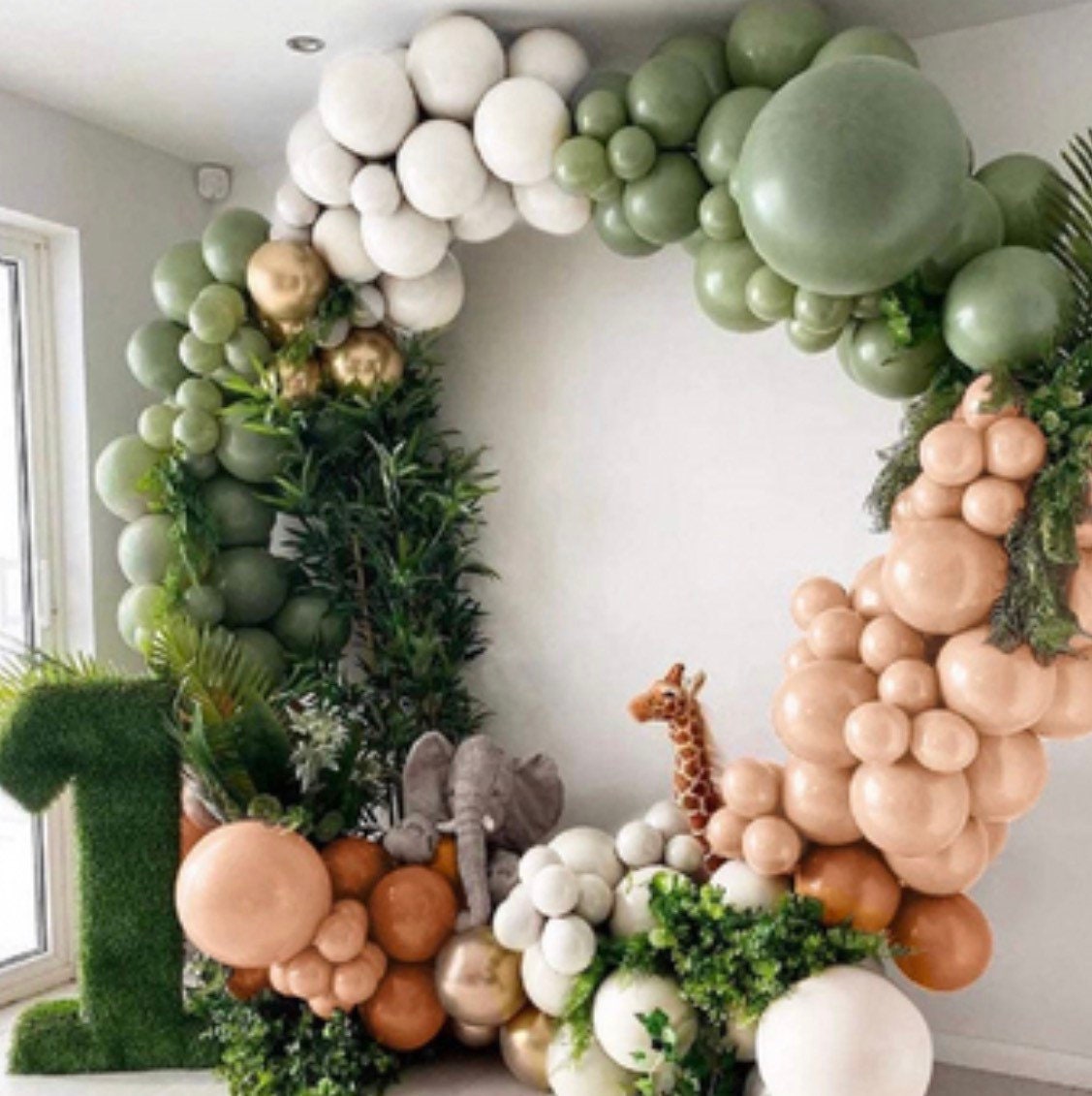 Green Balloon Arch including Metal Arch and Foliage Balloon Etsy