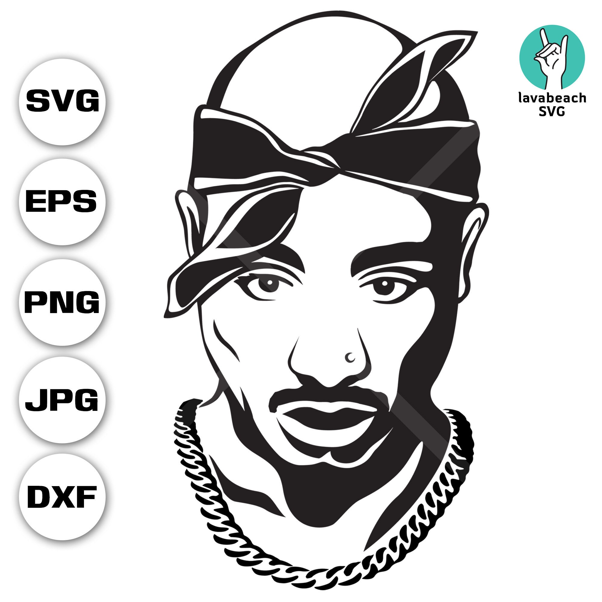 2pac Svg Cutting Files 5 Rapper Digital Clip Art Tupac Shakur