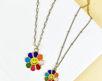 14 MINI FLOWER SMILEY FACE NECKLACE SET – Fashionazzle