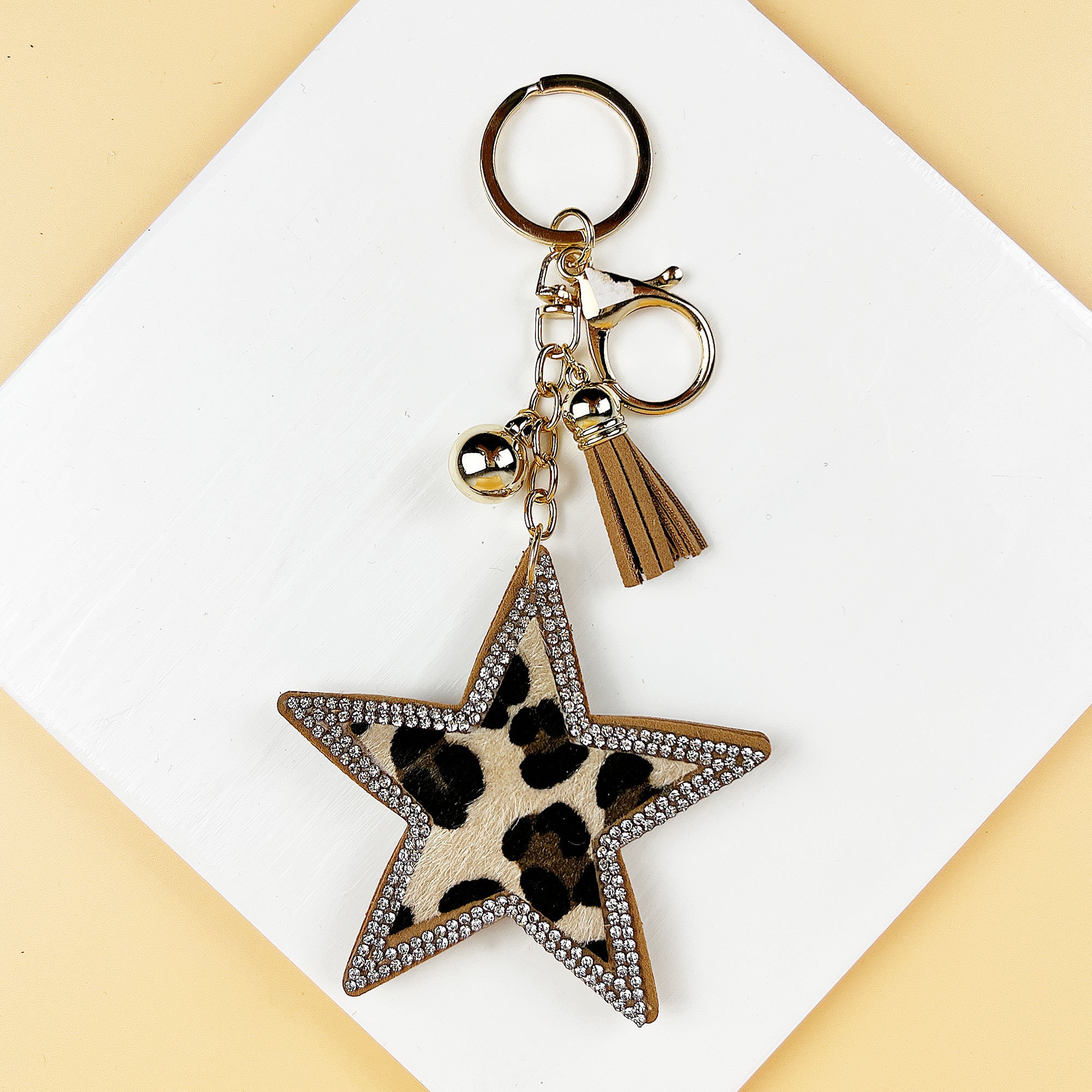 Star Shaped Keychain With Clip Snap Hook Rhinestone Keychain Etsy