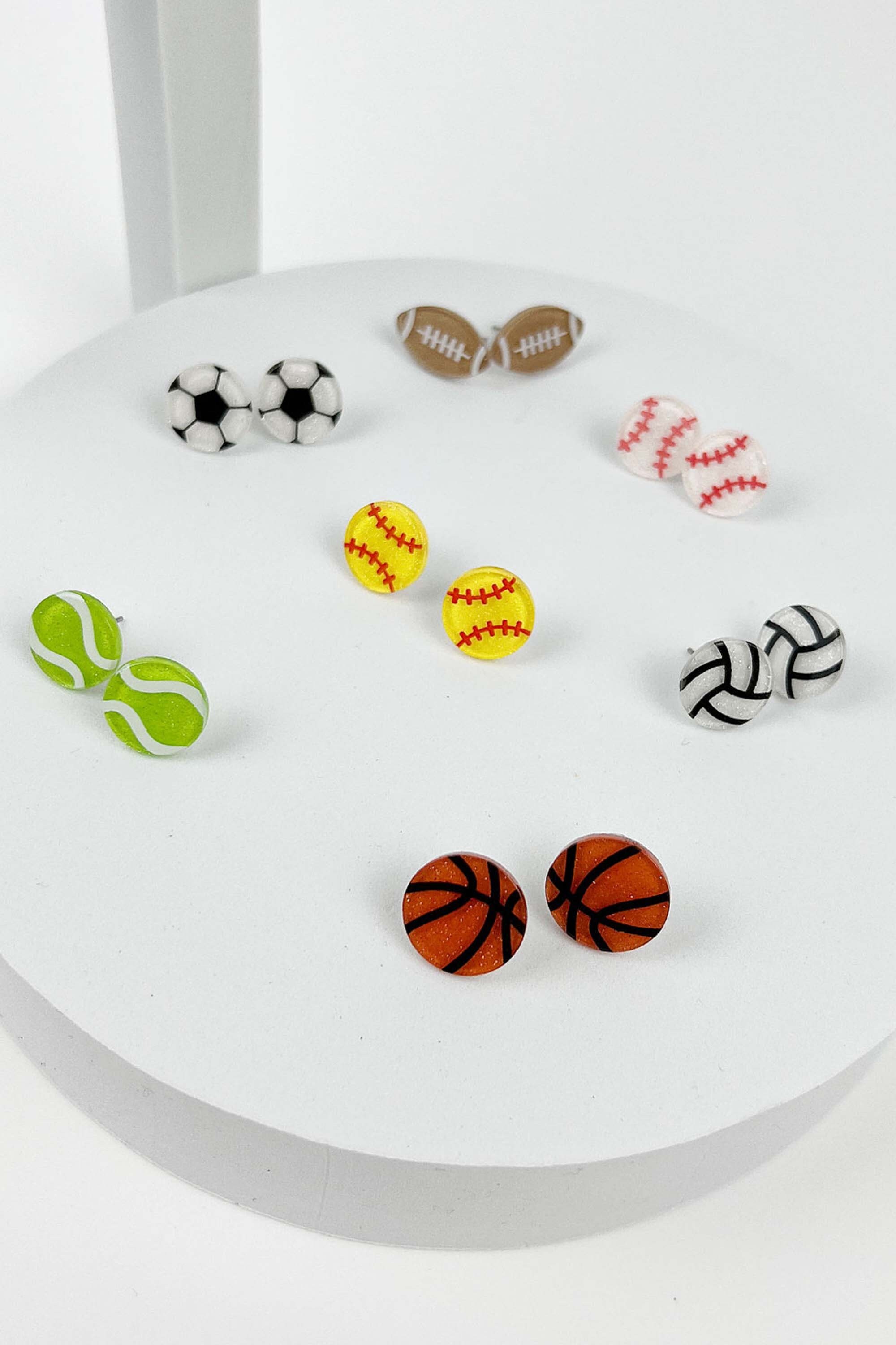 Sports Balls Painted Wood Stud Earrings *New New New* Earrings - Kim's Korner Wholesale Basketball