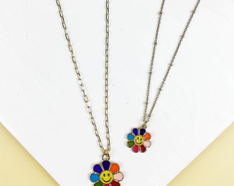 14 MINI FLOWER SMILEY FACE NECKLACE SET – Fashionazzle