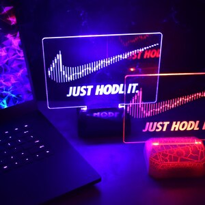 Just HODL It Glowing LED Art Night Desk Lamp Bitcoin Ethereum solana cardano ada eth investieren Investor Trading wsb tendies Hex Meme stonks