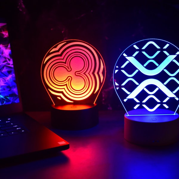 Ripple XRP Glowing LED Art Night Desk Lamp crypto bitcoin dogecoin investor trading cardano ethereum solana eth polkadot hex ada hodl moon